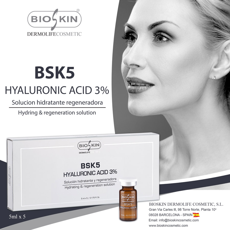 کوکتل هیالورونیک اسید برند بایو اسکین ۵ میل Bioskin Hyaluronic acid جوانسازی پرکننده حجم دهنده آبرسانی لیفتینگ