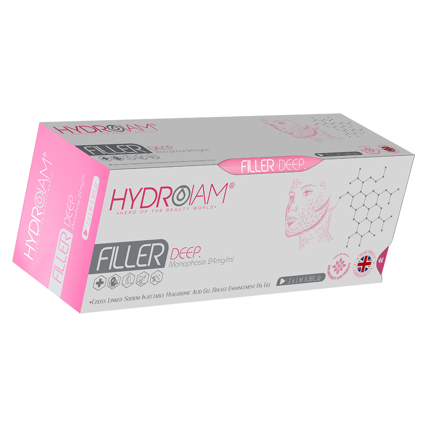 فیلر هیدرویام دیپ Hydroiam Deep ۲CC زاویه سازی، خط خنده، گونه و چانه